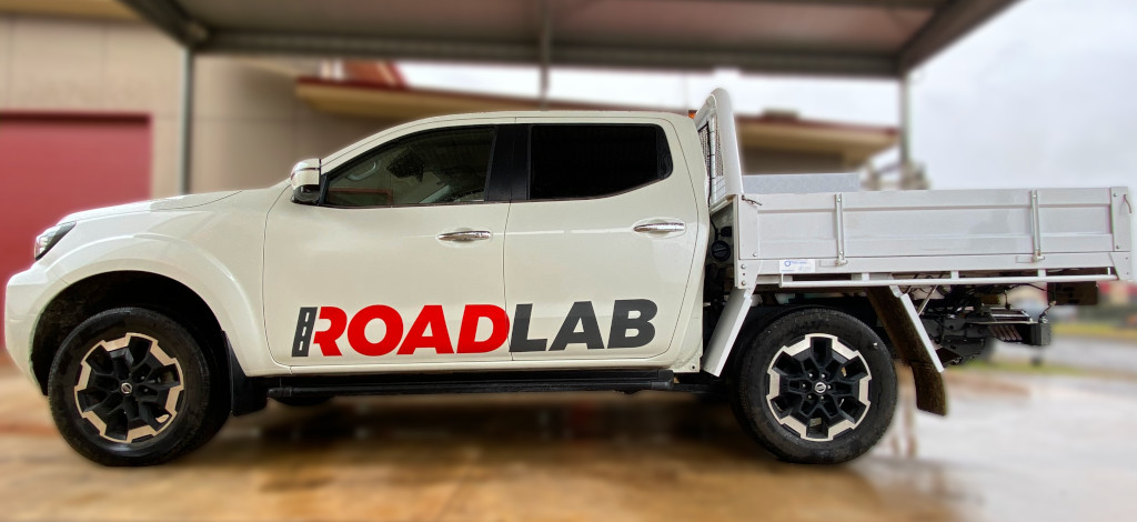 A ute with the roadlab logo on the side.